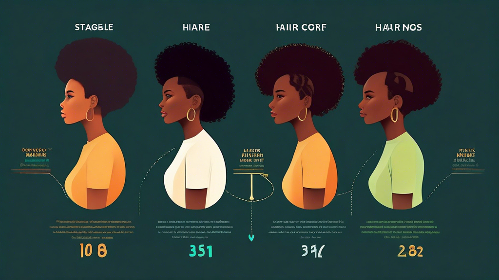 An infographic showing the timeline of the stages of 4C hair growth, from the initial growth phase to fully mature length, highlighting key care tips and milestones.